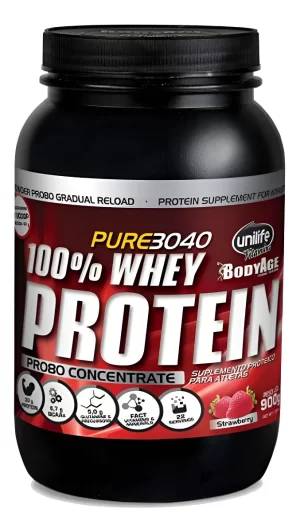 100% Whey Protein 900g Unilife sabor morango